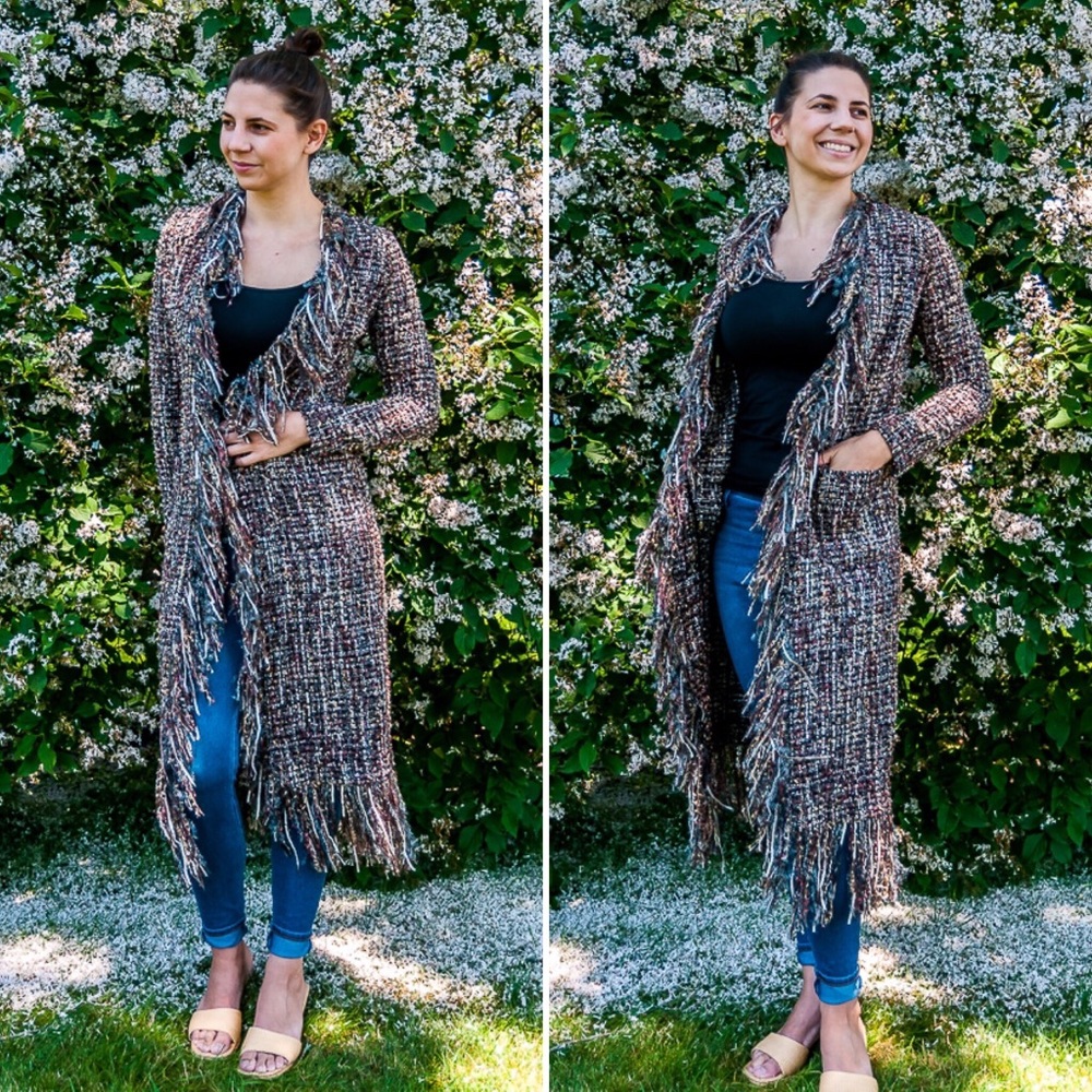 Boston Proper Multicolored Fringe Duster